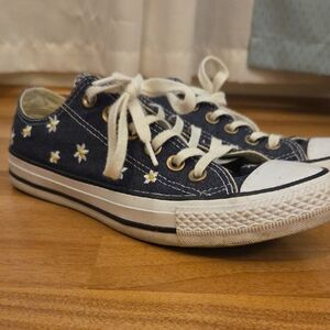 Converse Denim Sneakers with Embroidered Floral Accents